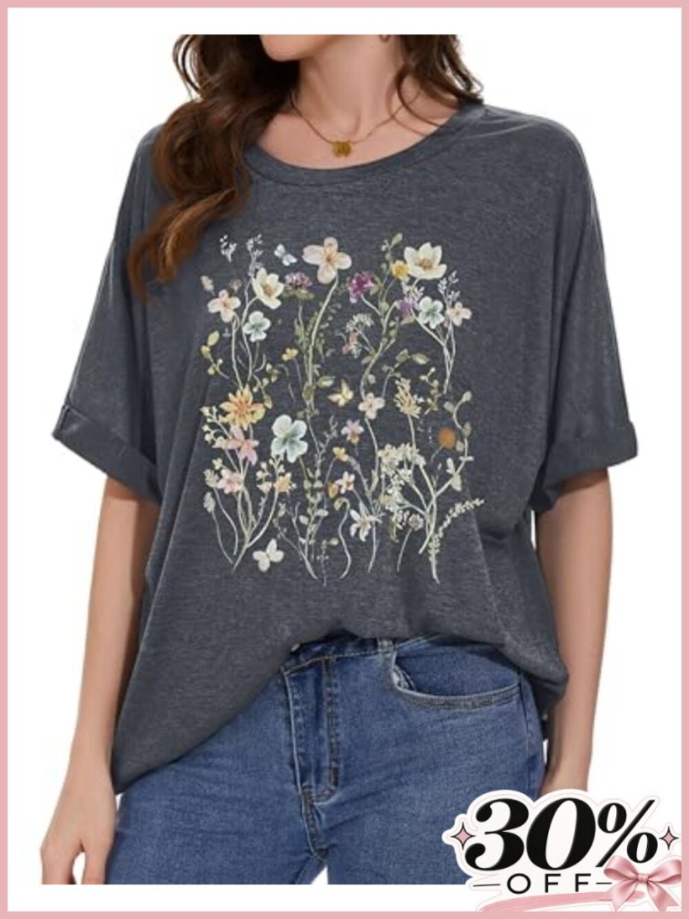 Oversized Women's Graphic Tee Short Sleeve Soft Cotton Blend Casual T-Shirt